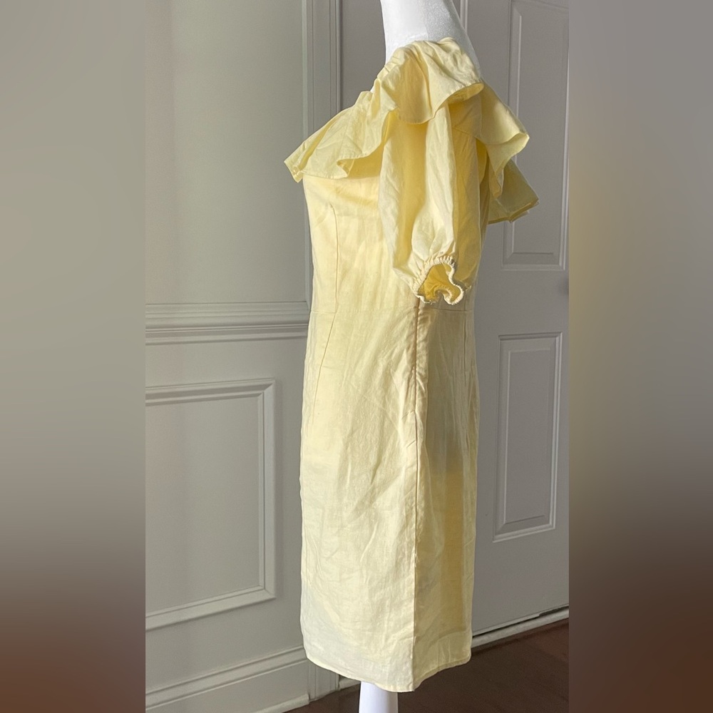 H&M Yellow Off-Shoulder Ruffle Mini Dress - Picture 3 of 5